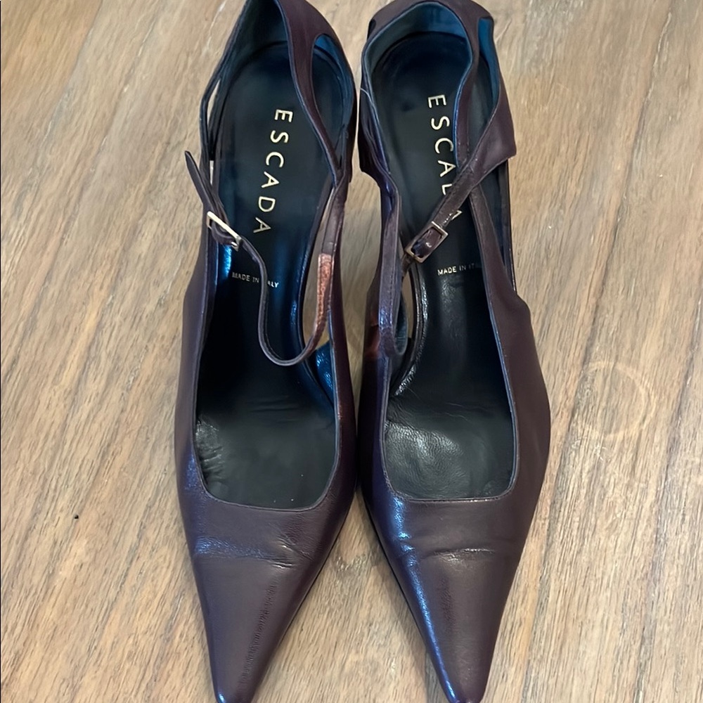 Escada Vintage Women's Brown Leather Heels Sz 38.5